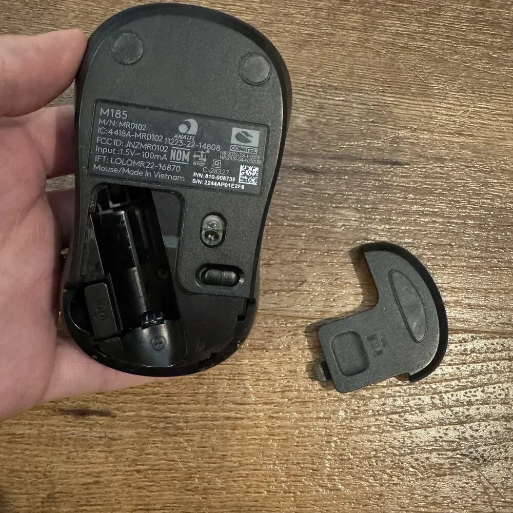 Logi Wireless Mouse M185 MR0102 USB Dongle 3 Button Scroll Wheel Tested Works